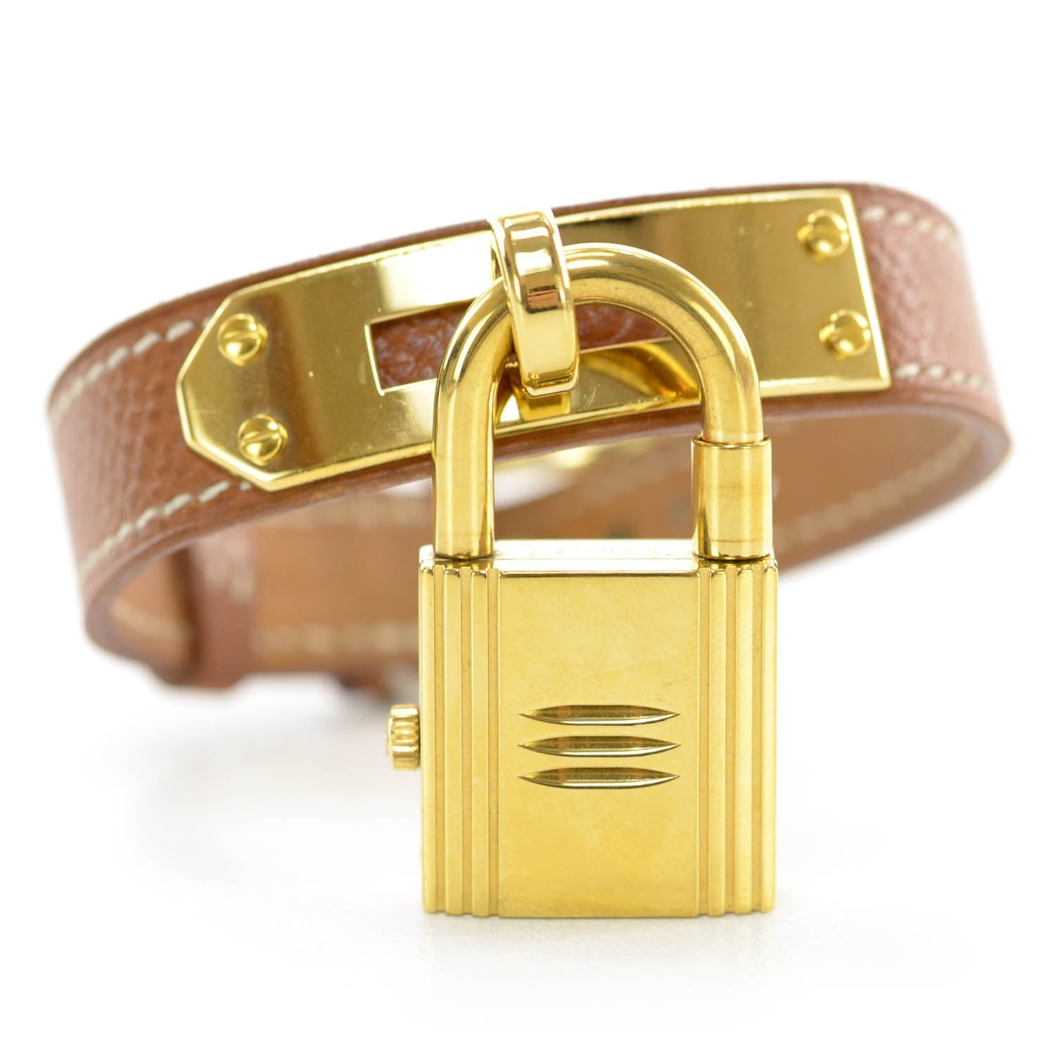 Hermes Stainless Steel Courchevel 20mm Kelly Cadena Quartz Watch Gold 3 of 8