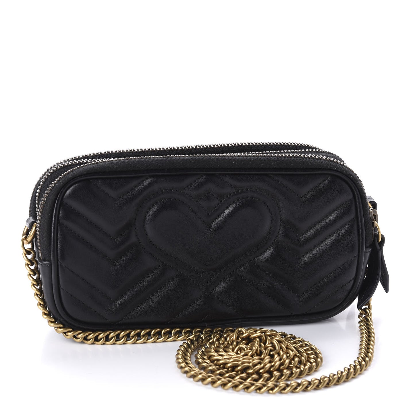 Calfskin Matelasse Mini GG Marmont Chain Crossbody Bag Black