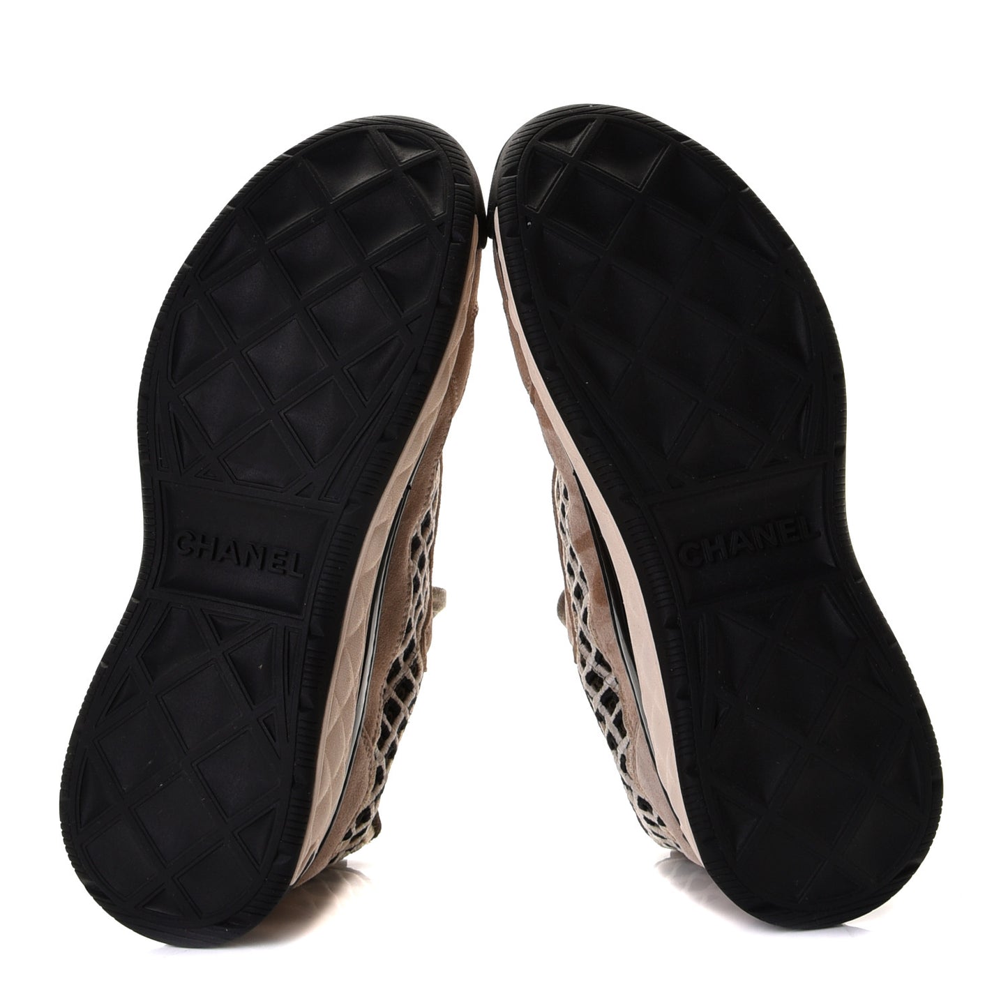 Suede Calfskin Embroidered CC Sneakers 36.5 Beige Black