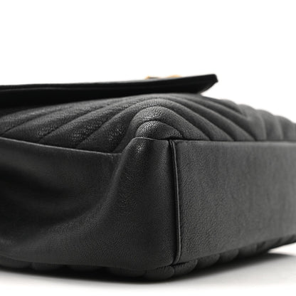 Saint Laurent Sheepskin Matelasse Chevron Monogram Medium College Bag Black 9 of 11