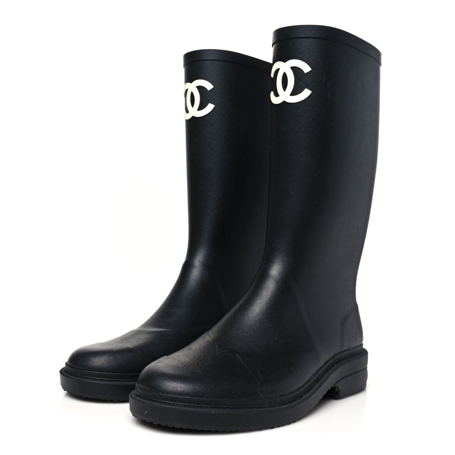 Chanel Caoutchouk CC High Boots 40 Black 4 of 9