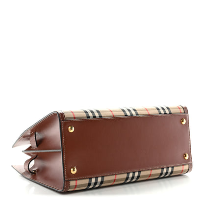 Burberry Calfskin Vintage Check Two Handle Title Bag Archive Beige 4 of 10