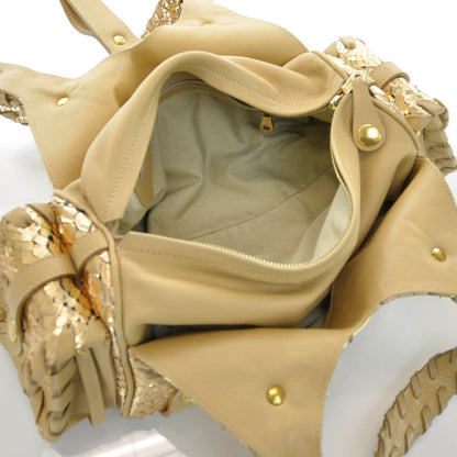 Chloe Metallic Python Silverado Shoulder Bag Gold 7 of 9