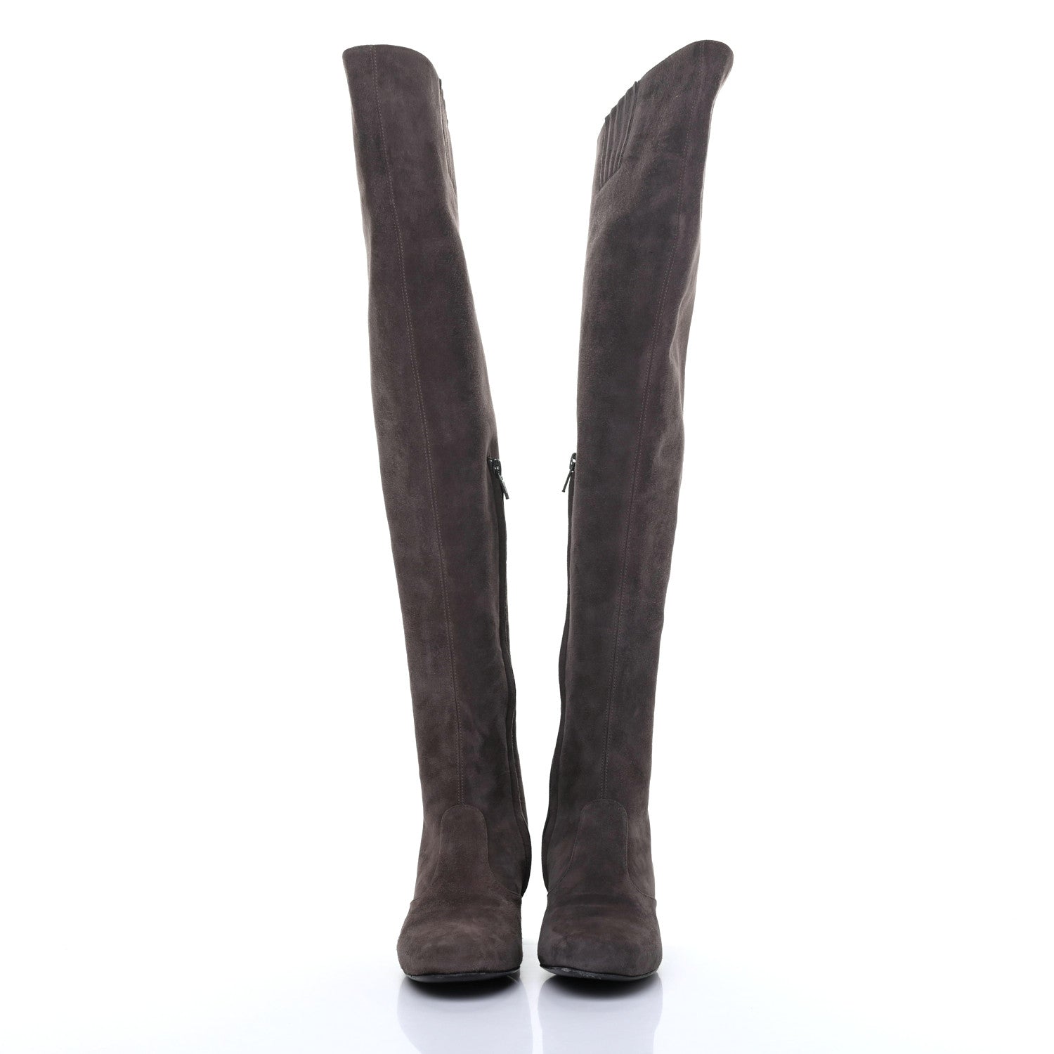 Saint Laurent Suede Babies 40 Over The Knee Boots 36 Road Grey 2 of 19