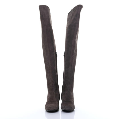Saint Laurent Suede Babies 40 Over The Knee Boots 36 Road Grey 2 of 19
