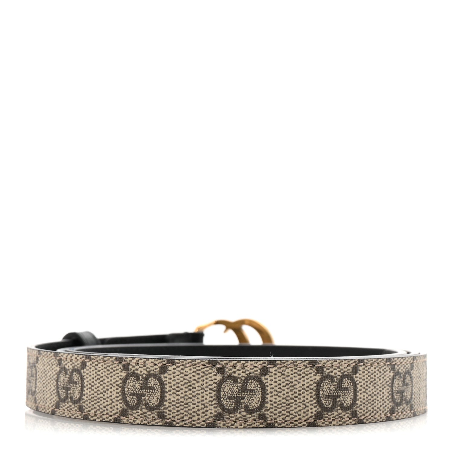 Gucci GG Supreme Monogram Matte Plutone Calfskin Double G 20mm Belt 105 42 Beige Ebony New Acero 2 of 6