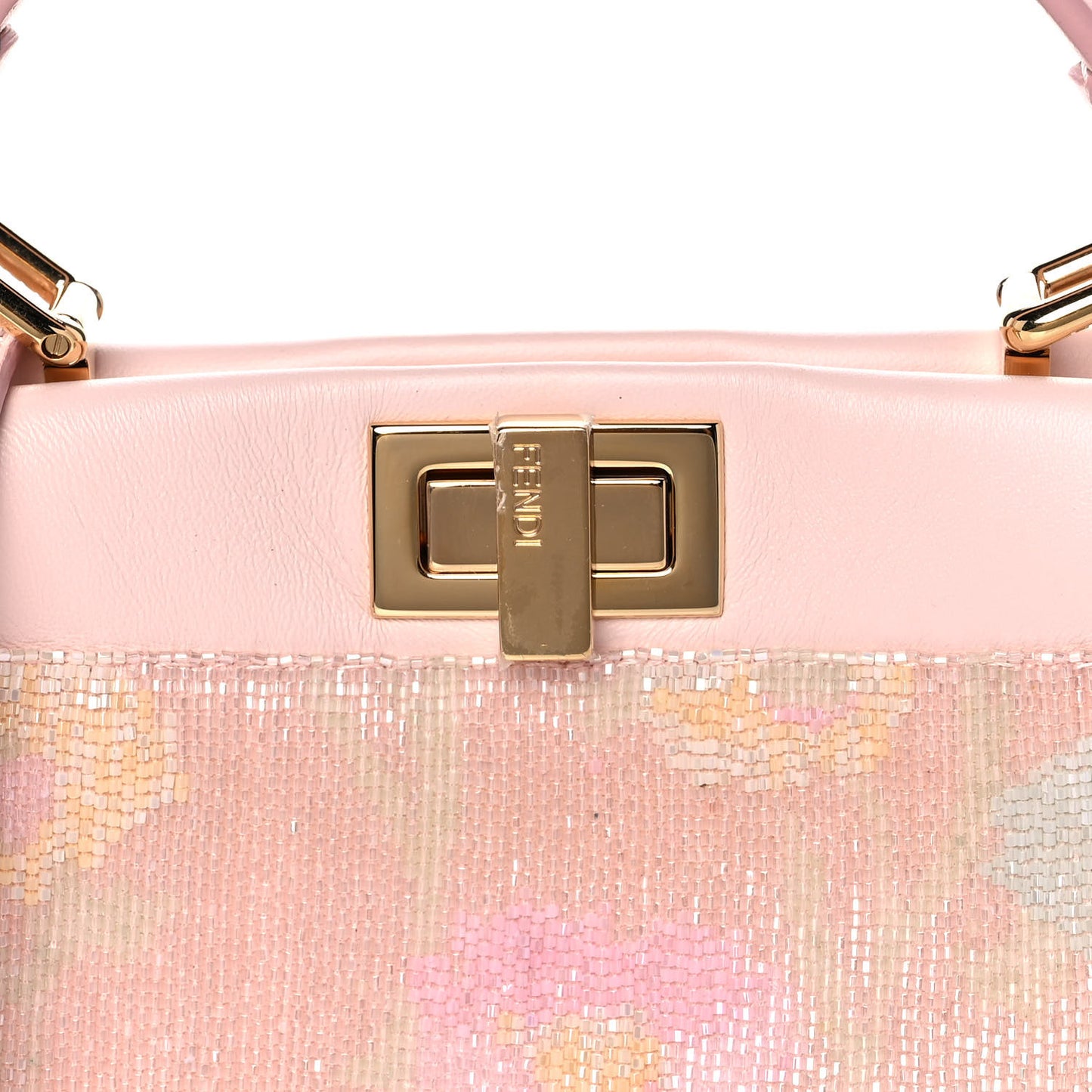 Glass Bead Embroidered XS Peekaboo Iconic Satchel Rosa Multicolor