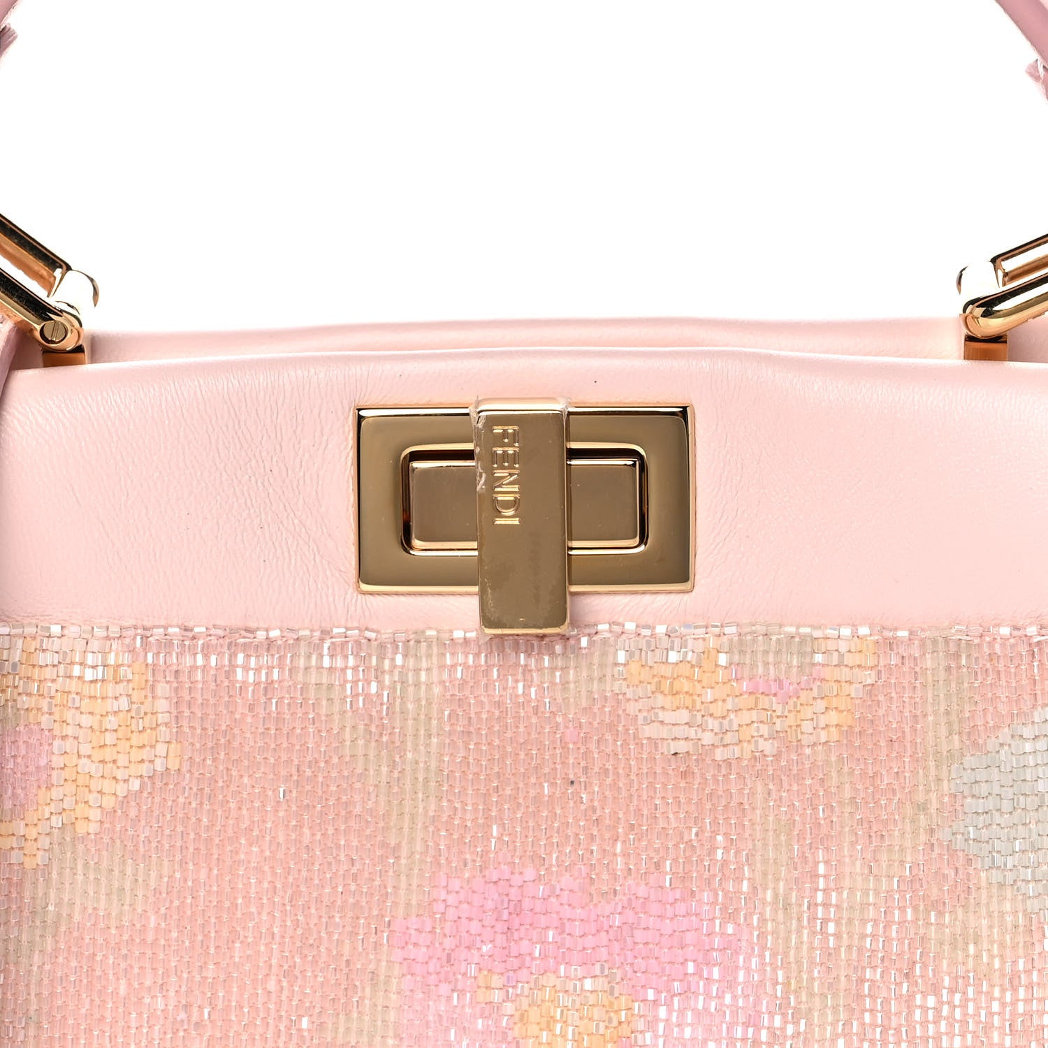 Fendi Glass Bead Embroidered XS Peekaboo Iconic Satchel Rosa Multicolor 13 of 14