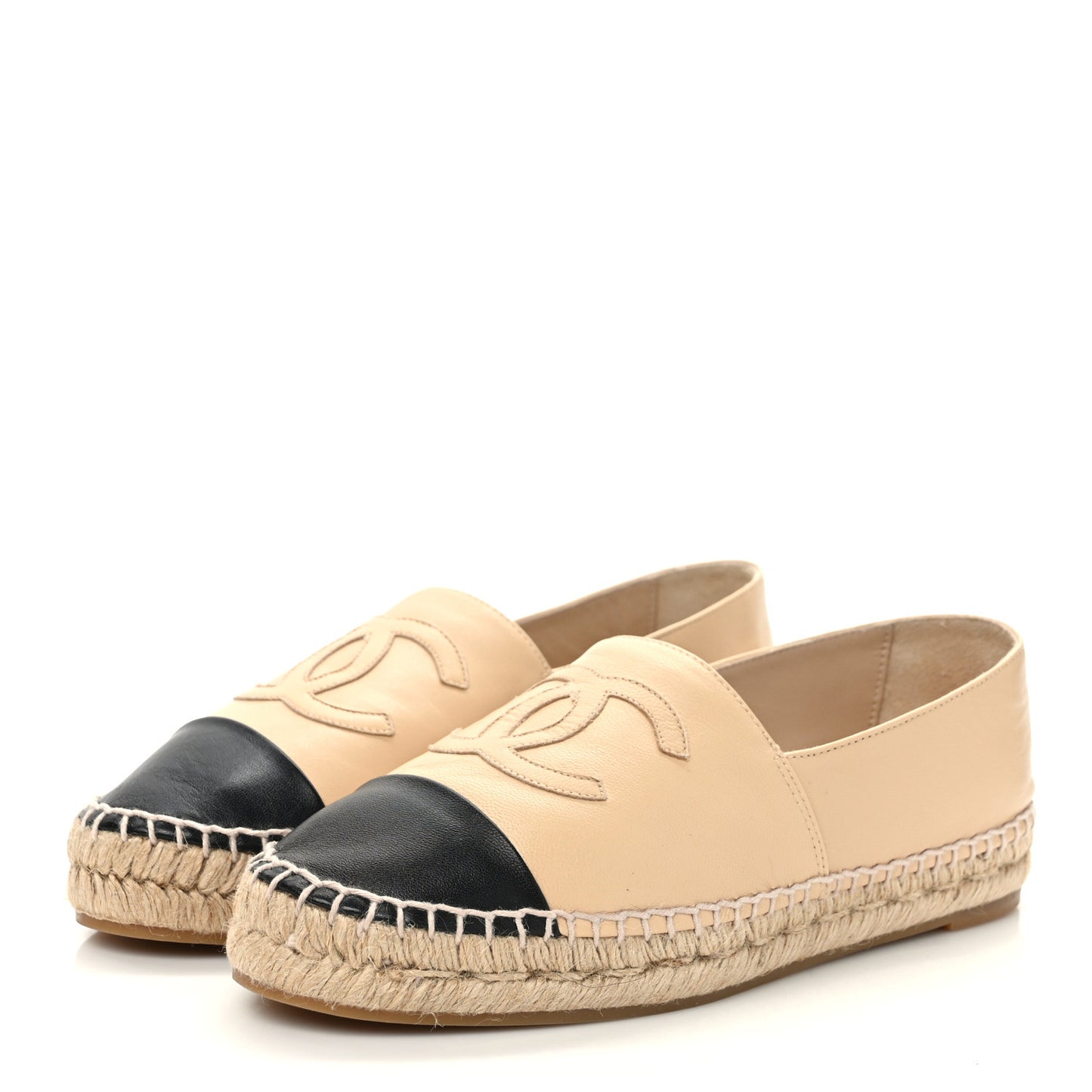 Lambskin CC Espadrilles 38 Beige Black
