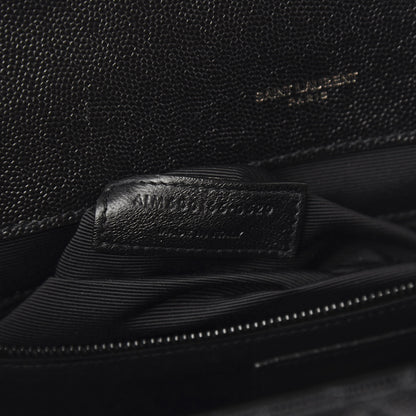 Saint Laurent Grain De Poudre Textured Mixed Matelasse Large Triquilt Monogram Monochrome Satchel Black 6 of 9