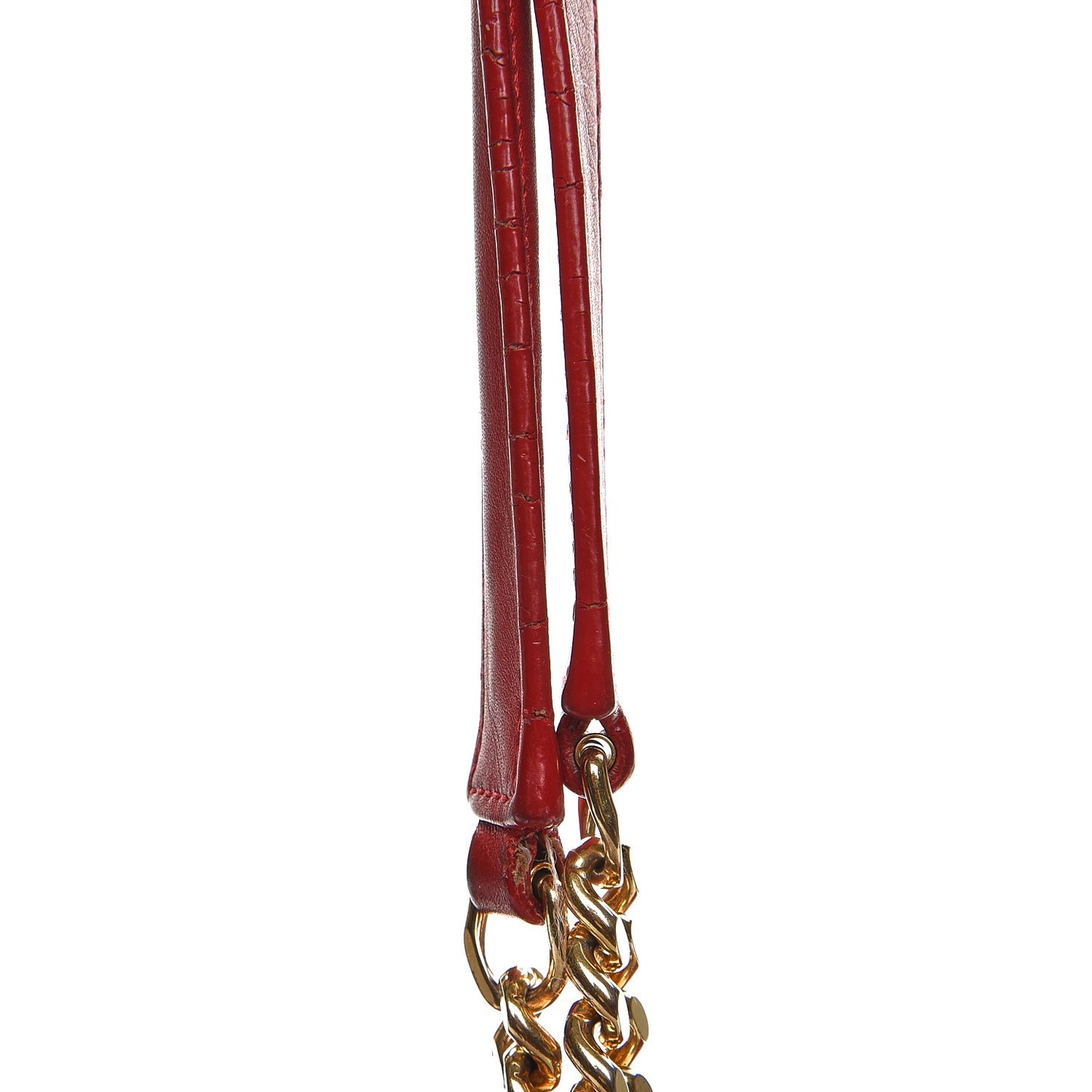 Lambskin Matelasse Chevron Large Monogram Satchel Red