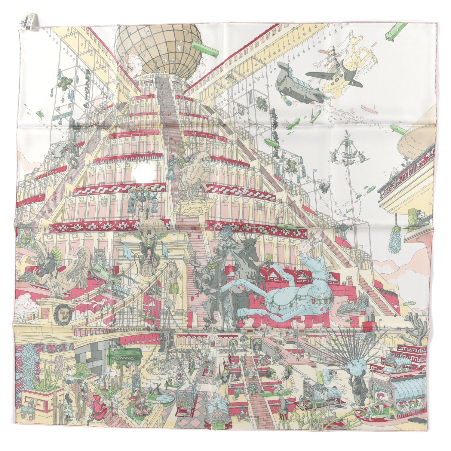 Hermes Silk La Legende Du Cheval Scarf 90 Vert White Rose 1 of 6