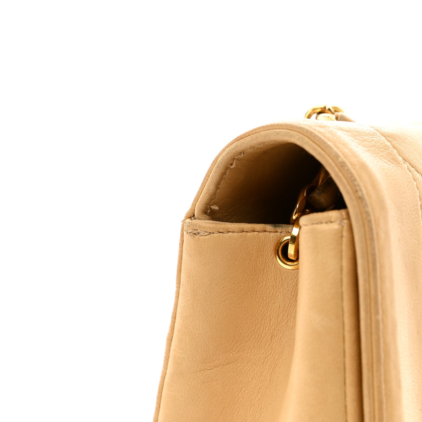 Lambskin Quilted Medium Single Flap Beige