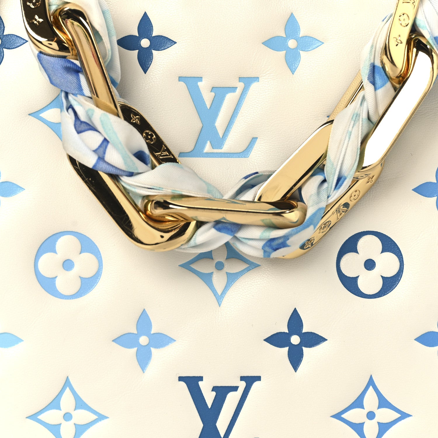 Louis Vuitton Lambskin Embossed Monogram Tricolor By The Pool Coussin PM White Blue 8 of 10