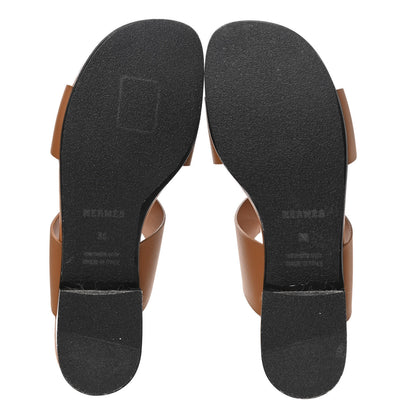 Hermes Calfskin Devise Sandals 35 Beige Dore 5 of 9