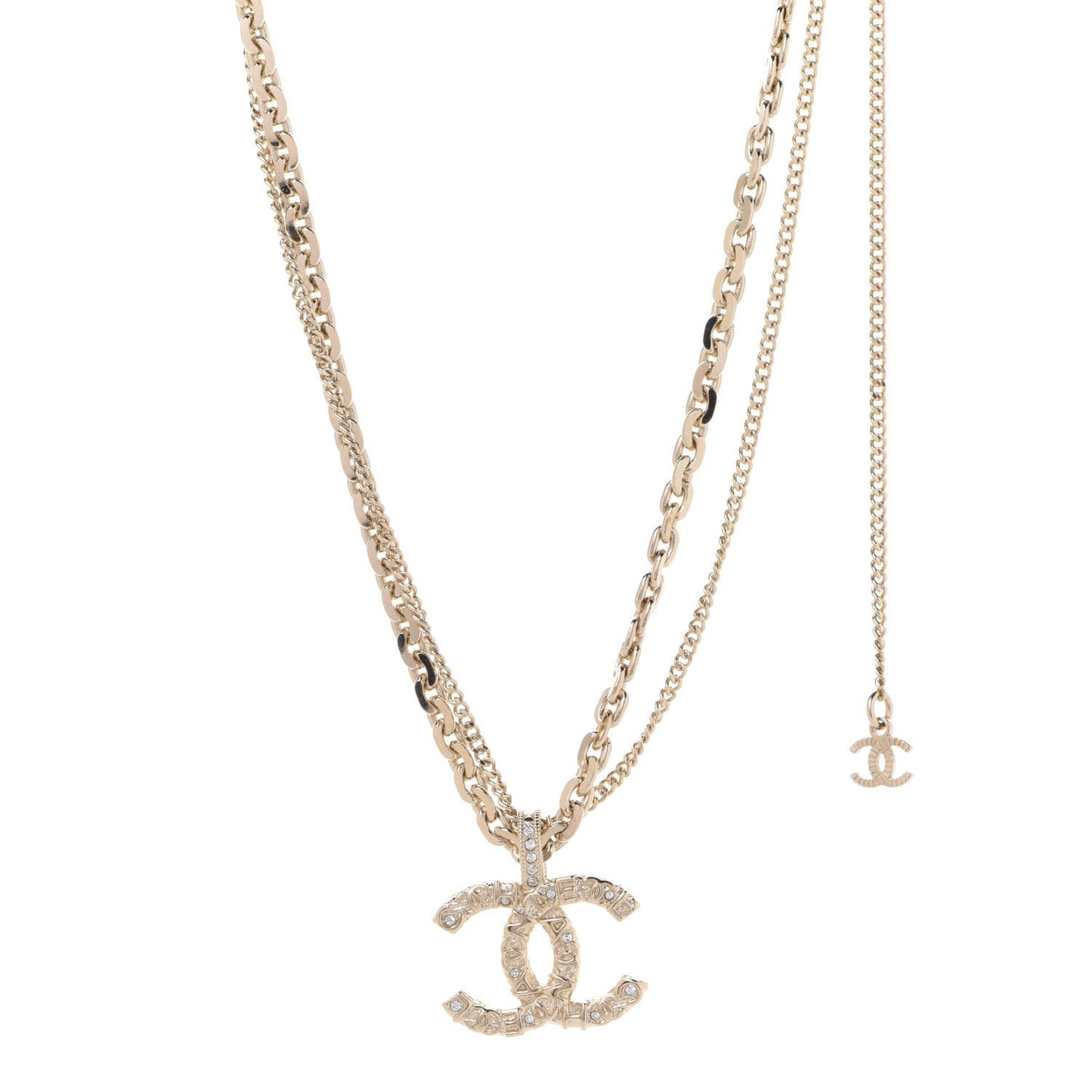 Crystal CC Multi Strand Chain Necklace Gold