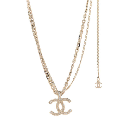 Chanel Crystal CC Multi Strand Chain Necklace Gold 1 of 6