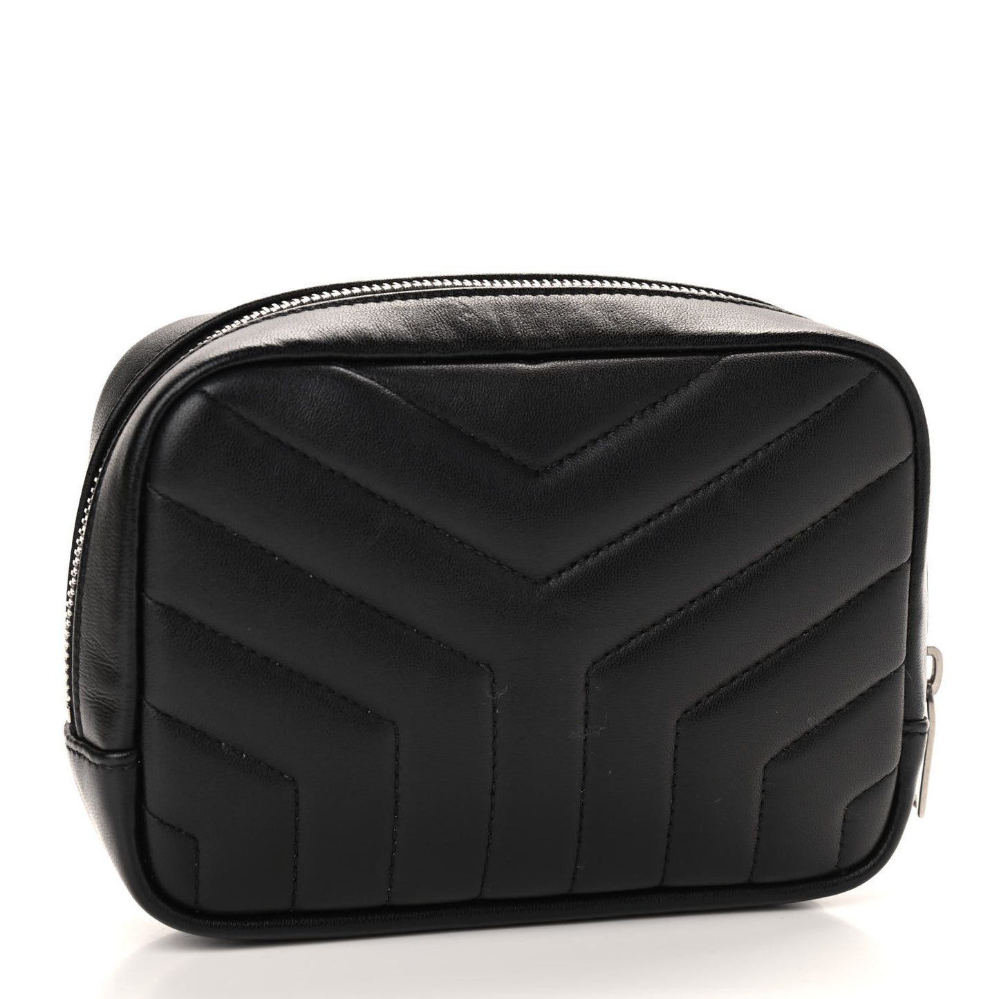 Lambskin Y Quilted Monogram Loulou Cosmetic Case Black