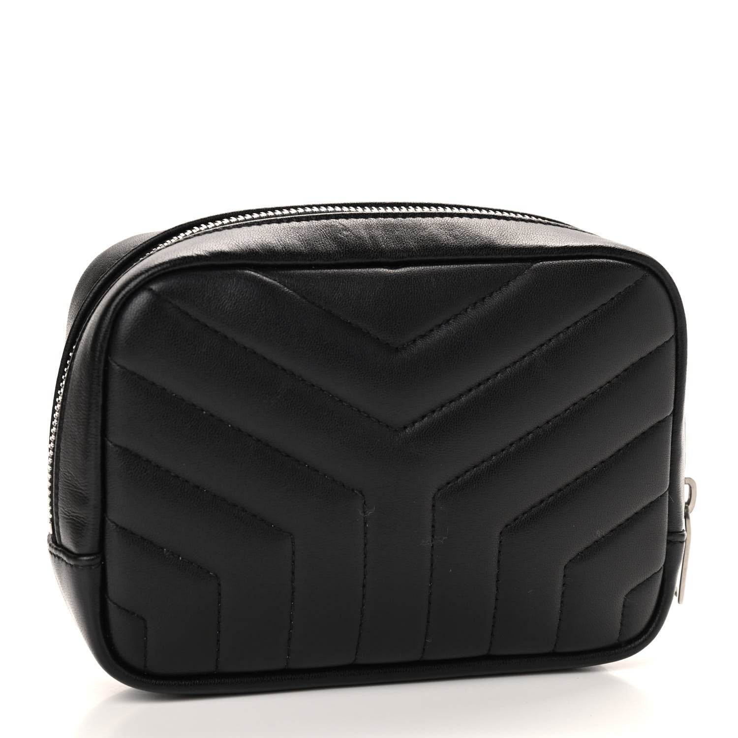 Saint Laurent Lambskin Y Quilted Monogram Loulou Cosmetic Case Black 3 of 8