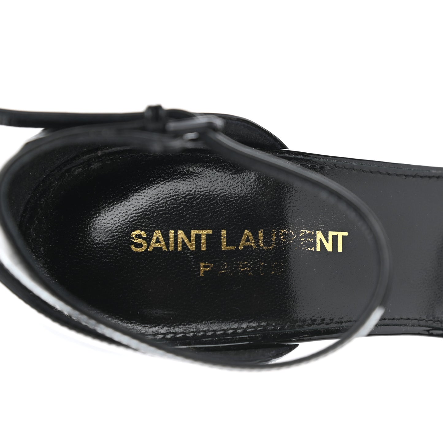 Patent Calfskin Opyum 110 Sandals 38.5 Black Gold