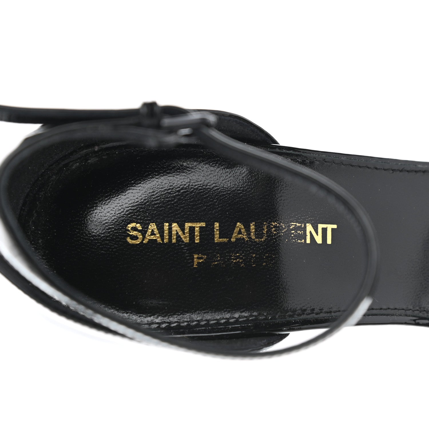 Saint Laurent Patent Calfskin Opyum 110 Sandals 38.5 Black Gold 7 of 9