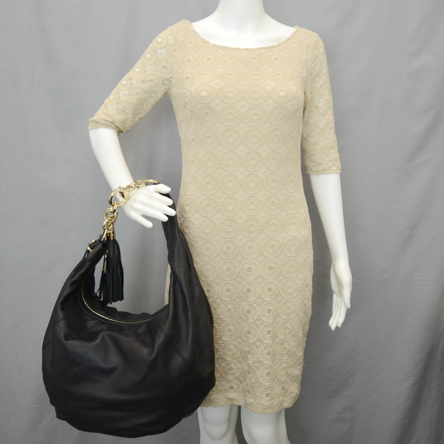 Leather Sienna Medium Hobo Black