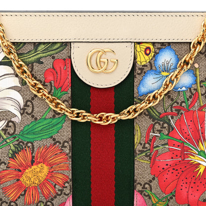 Gucci GG Supreme Monogram Flora Web Small Ophidia Chain Shoulder Bag White 8 of 10