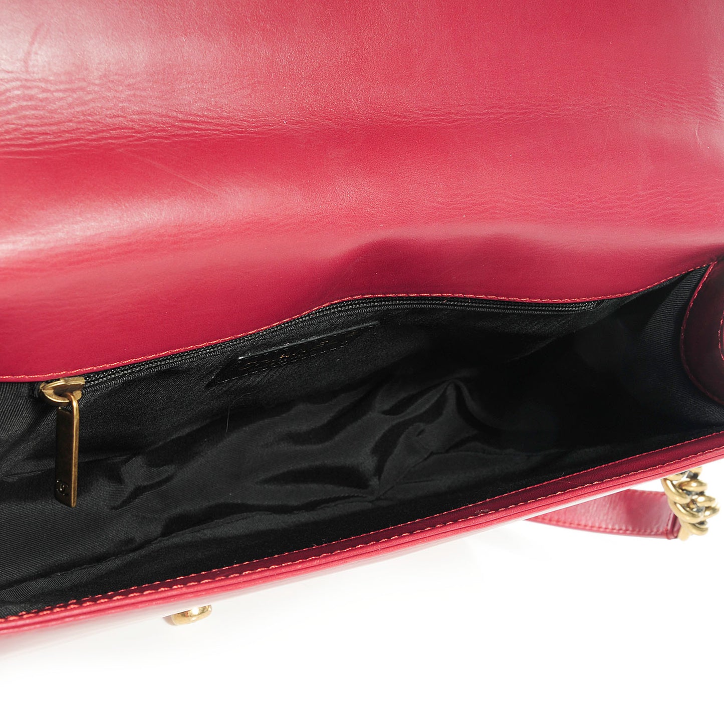 Glazed Calfskin Large Boy Flap Red