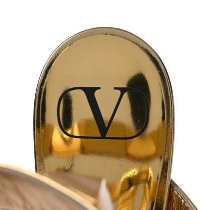 Valentino Garavani Metallic Patent Roman Stud Ankle Strap 40mm Pump 40 Antique Brass 7 of 9