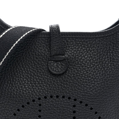 Hermes Taurillon Clemence Amazone Evelyne TPM Black White 8 of 10