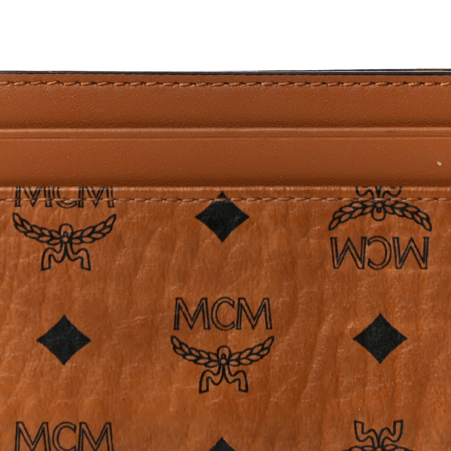 Calfskin Visetos Card Holder Cognac