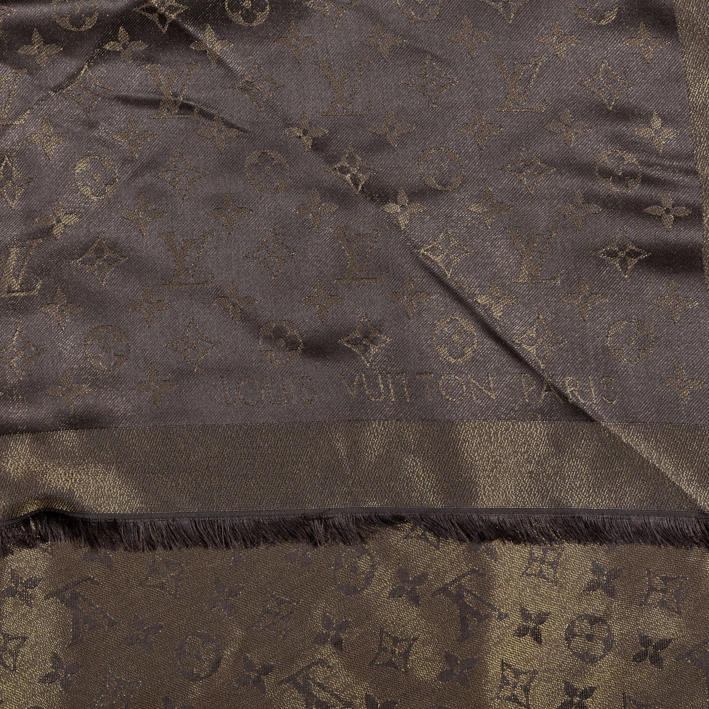 Silk Lurex Wool Monogram Shine Shawl Brown