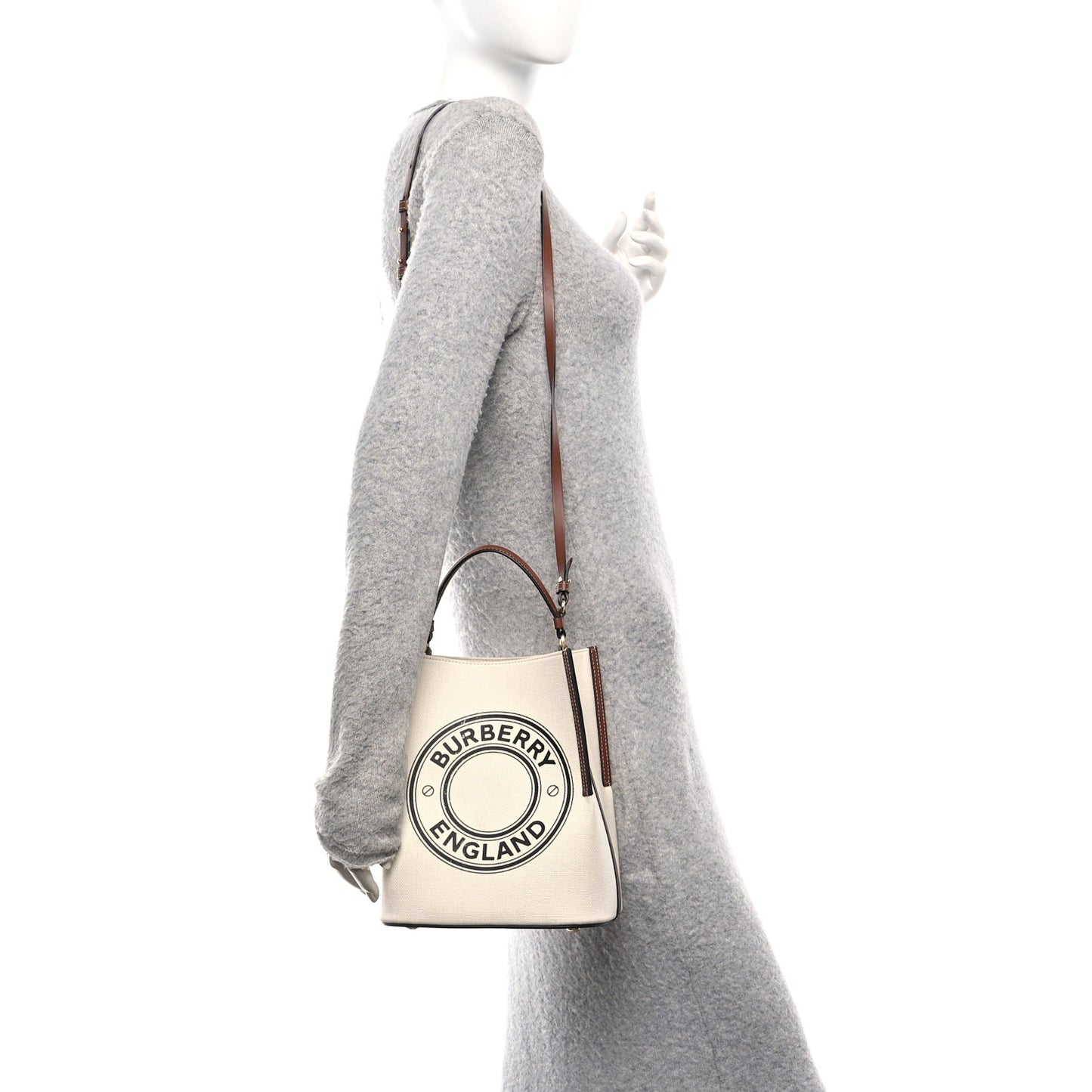 Canvas Cotton Small Peggy Bucket Bag Natural Gold