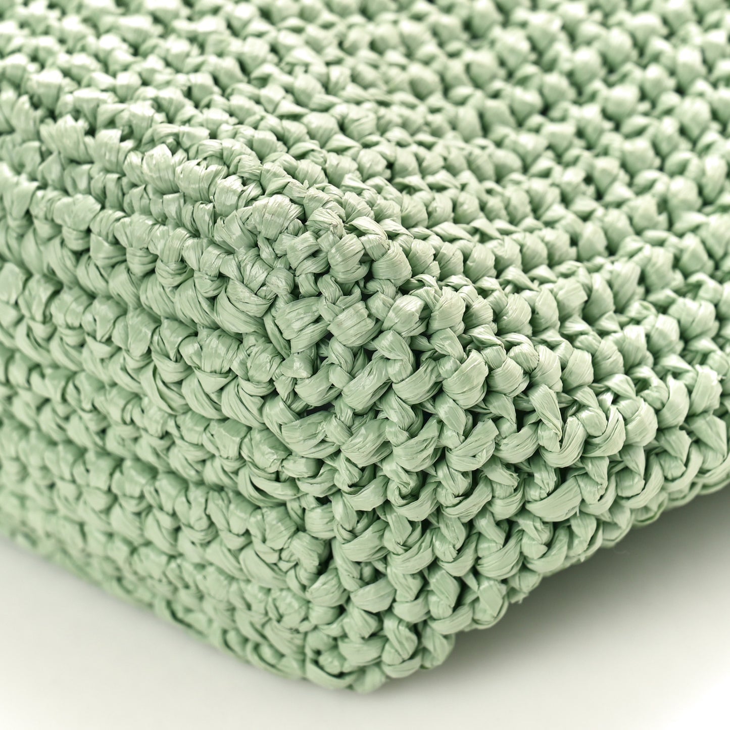 Yarn Raffia Effect Crochet Small Logo Tote Acqua