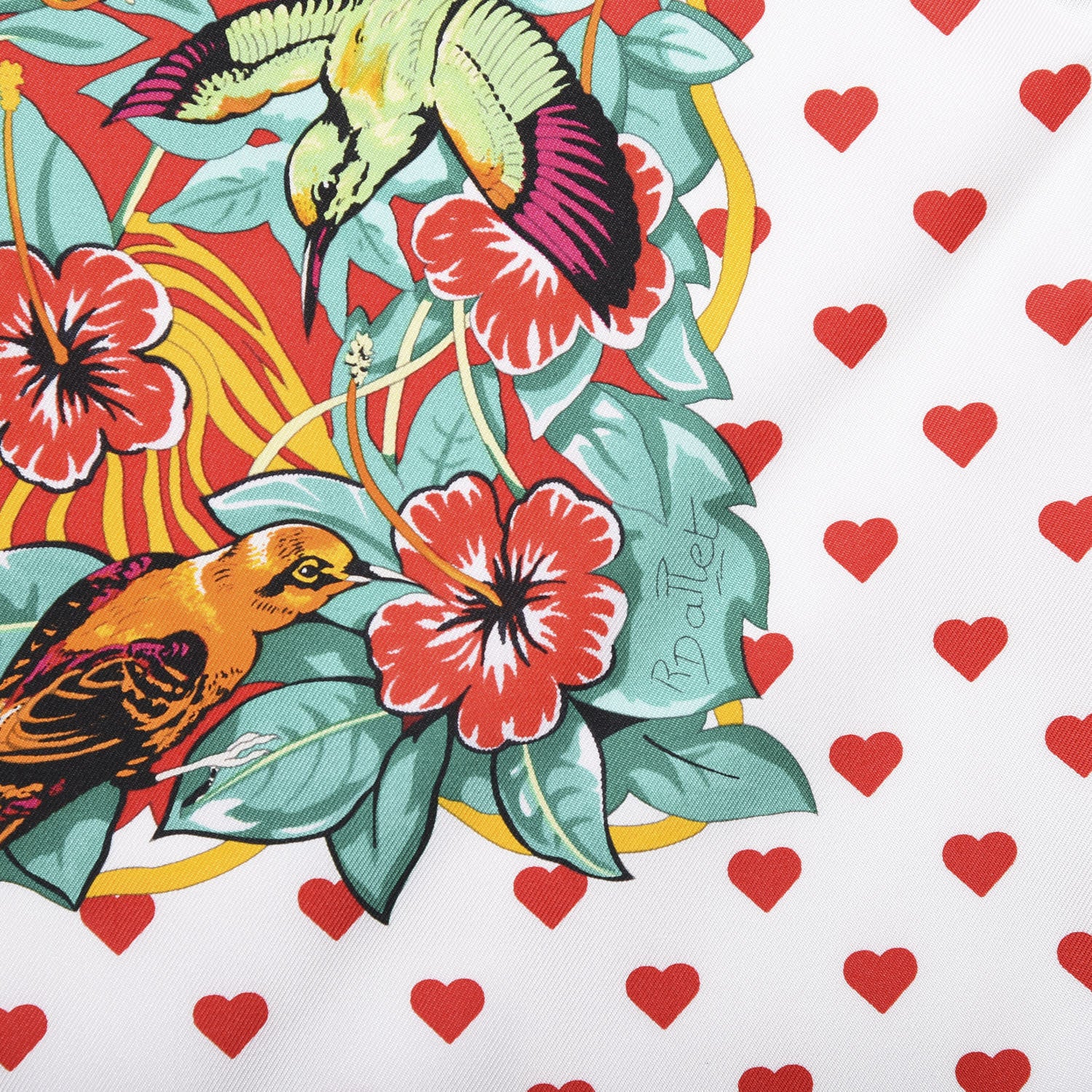 Hermes Silk Jungle Love Scarf 90 White Rouge Vert 5 of 7