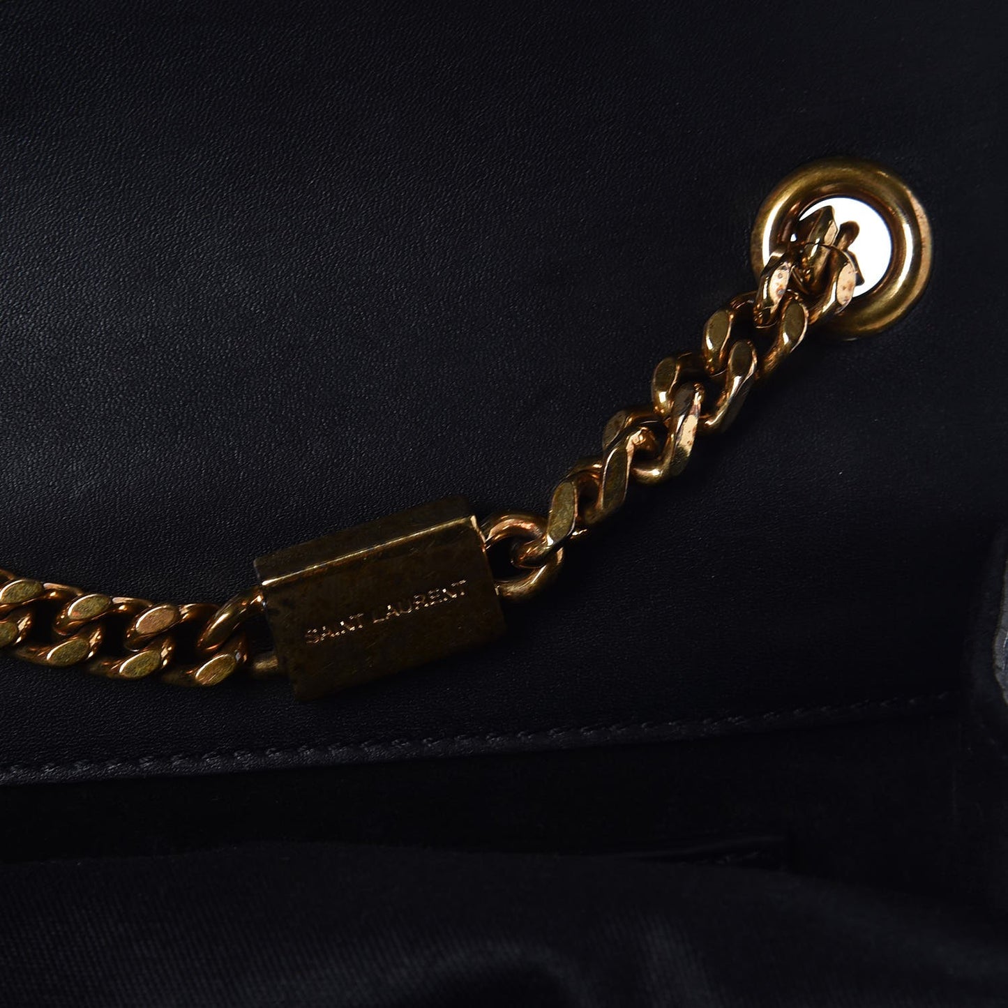 Calfskin Small Classic Monogram Kate Tassel Satchel Black