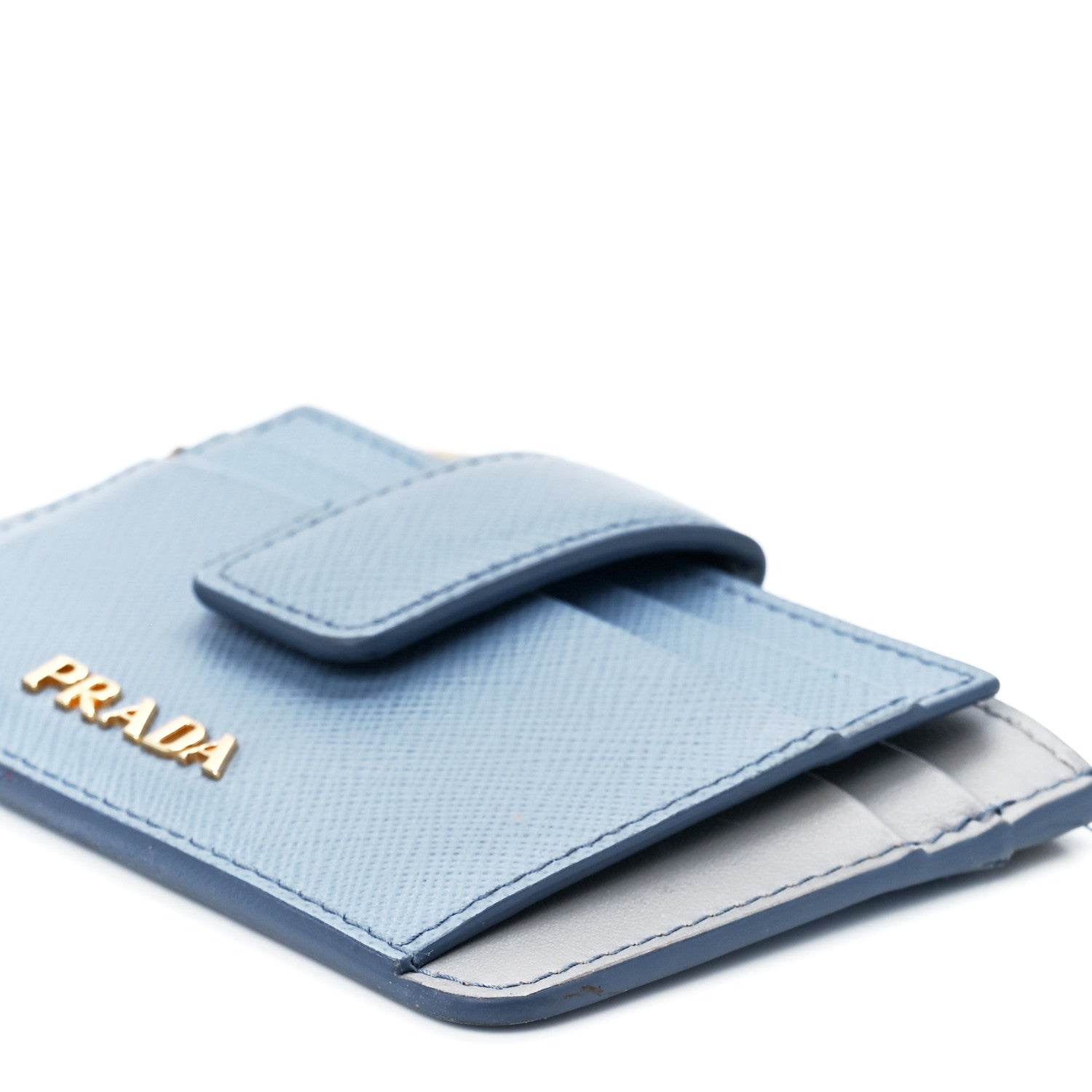 Prada Saffiano City Calf Coin Case Card Holder Astrale Nube 10 of 13