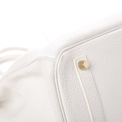 Hermes Taurillon Clemence Birkin 35 White 14 of 17