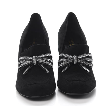 Saint Laurent Kid Scamosciato Crystal Bow Pumps 39 Black 2 of 9