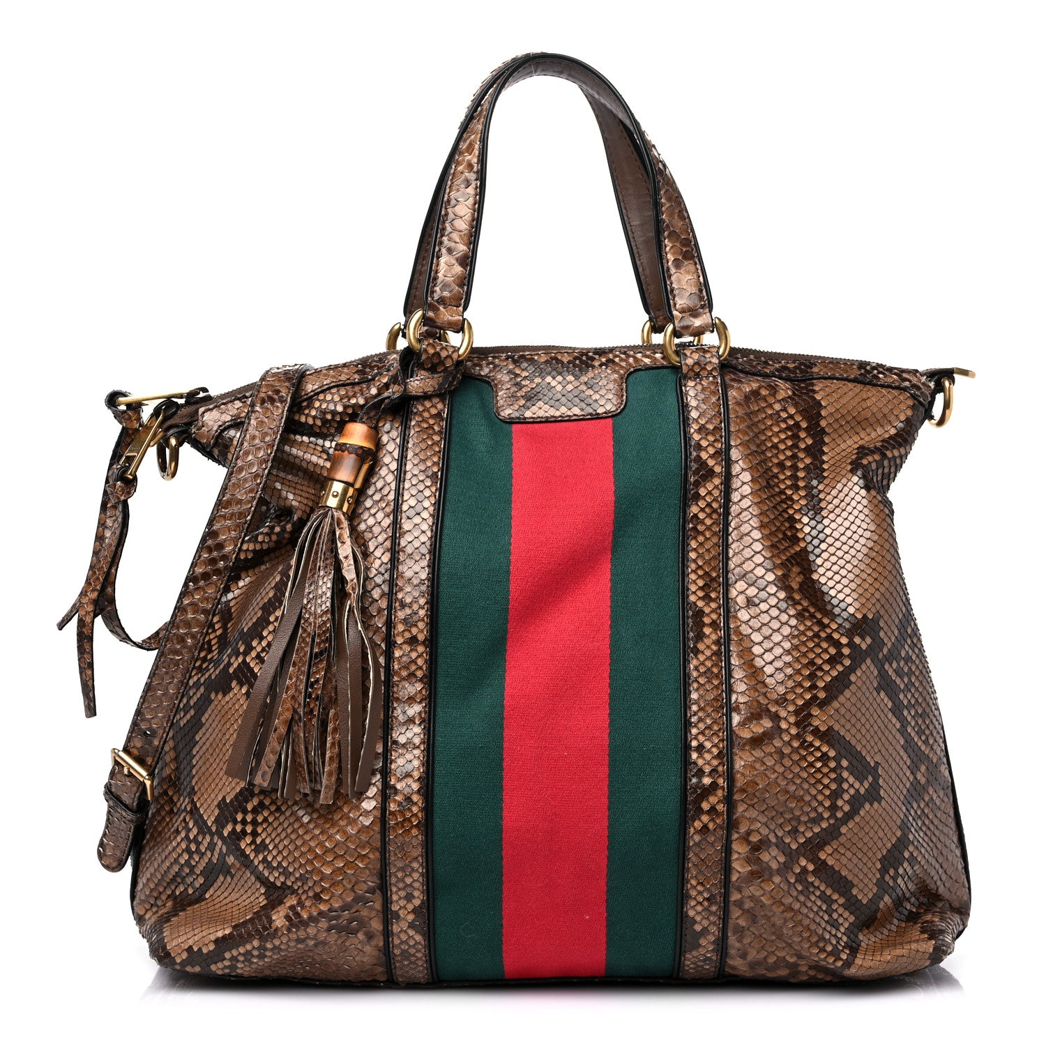 Gucci Python Web Medium Rania Top Handle Bag 1 of 14