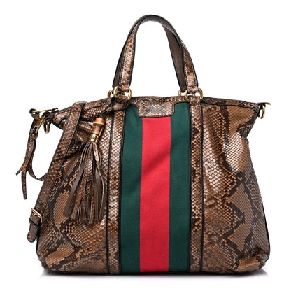 Gucci Python Web Medium Rania Top Handle Bag 1 of 14