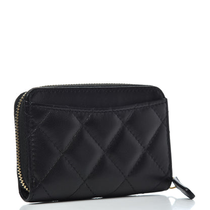 Chanel Lambskin Quilted Zip Coin Purse Black 3 of 7