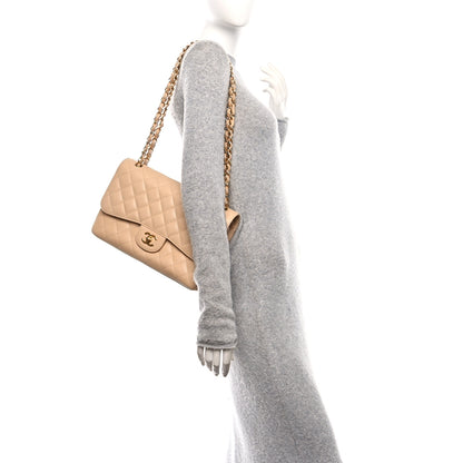 Chanel Caviar Quilted Jumbo Double Flap Beige 2 of 12