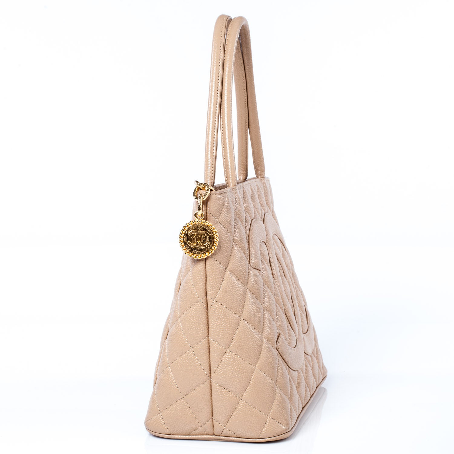 Chanel Caviar Quilted Medallion Tote Light Beige 3 of 9