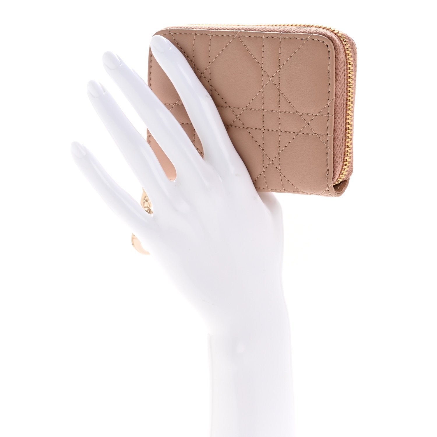 Christian Dior Lambskin Cannage Small Lady Dior Voyageur Coin Purse Rose Des Vents 2 of 8