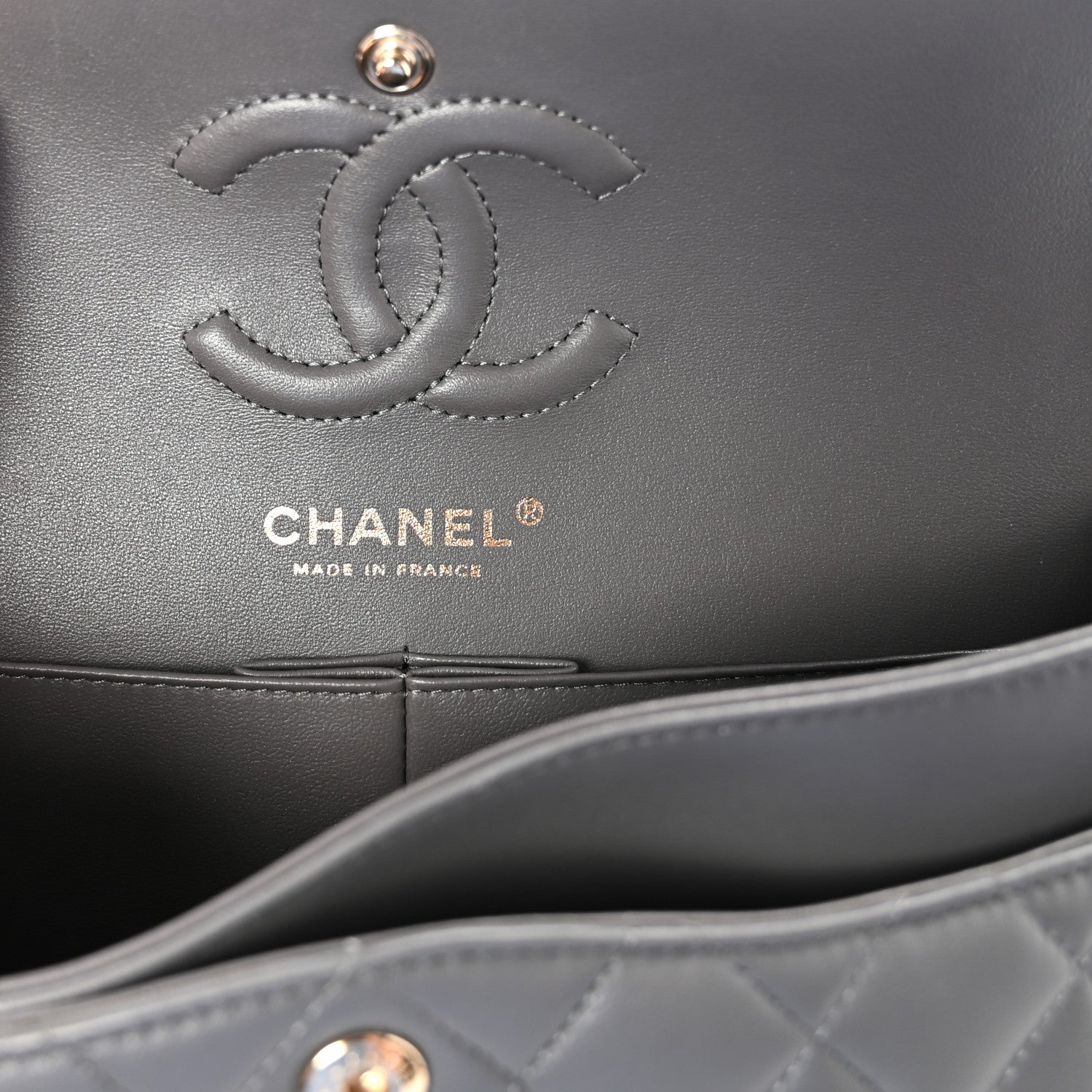 Chanel Lambskin Quilted Small Double Flap Grey 6 of 10