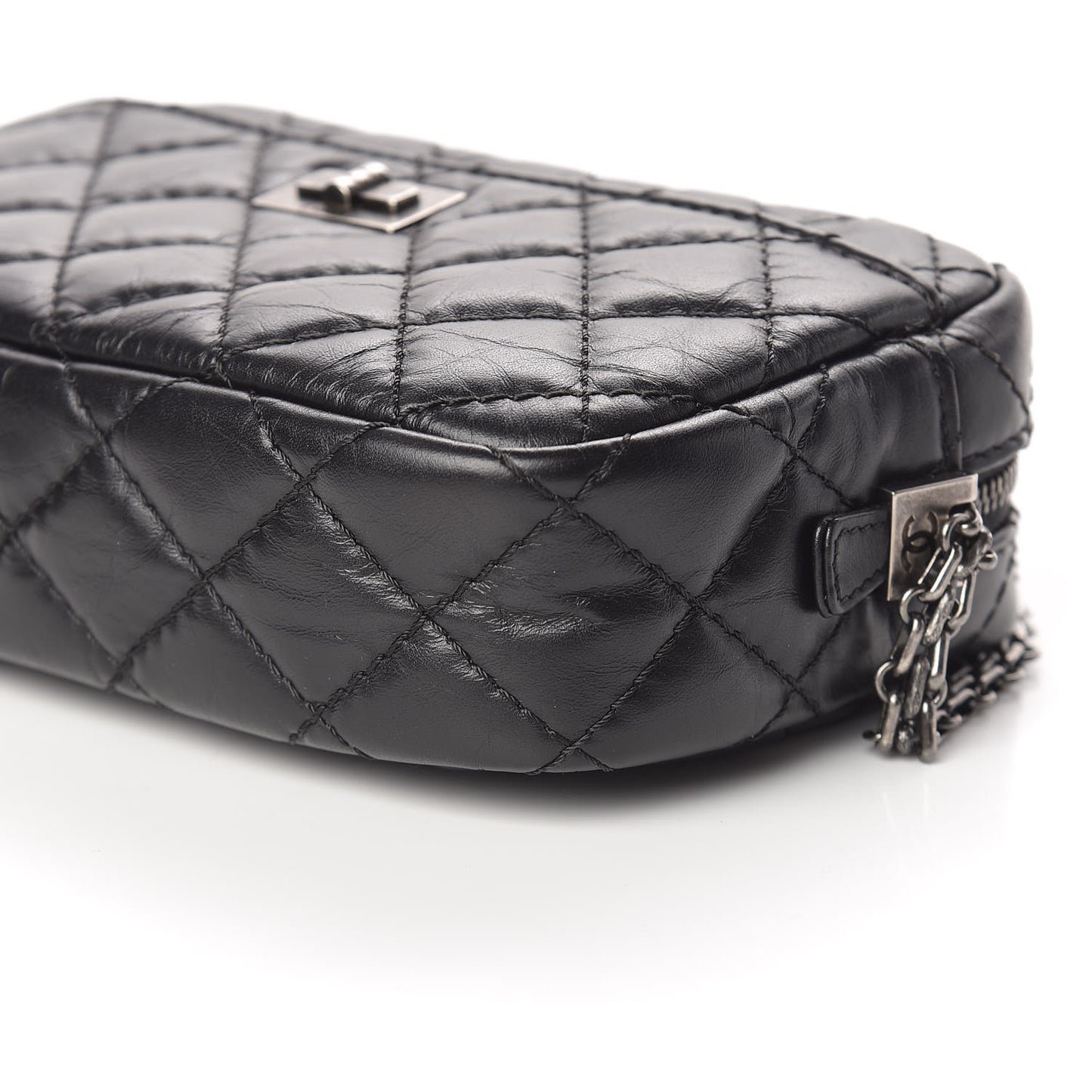 Aged Calfskin Quilted Mini Reissue Camera Case Black