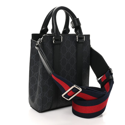 Gucci GG Supreme Monogram Appia Calfskin Web Mini Tote Bag Black 3 of 10
