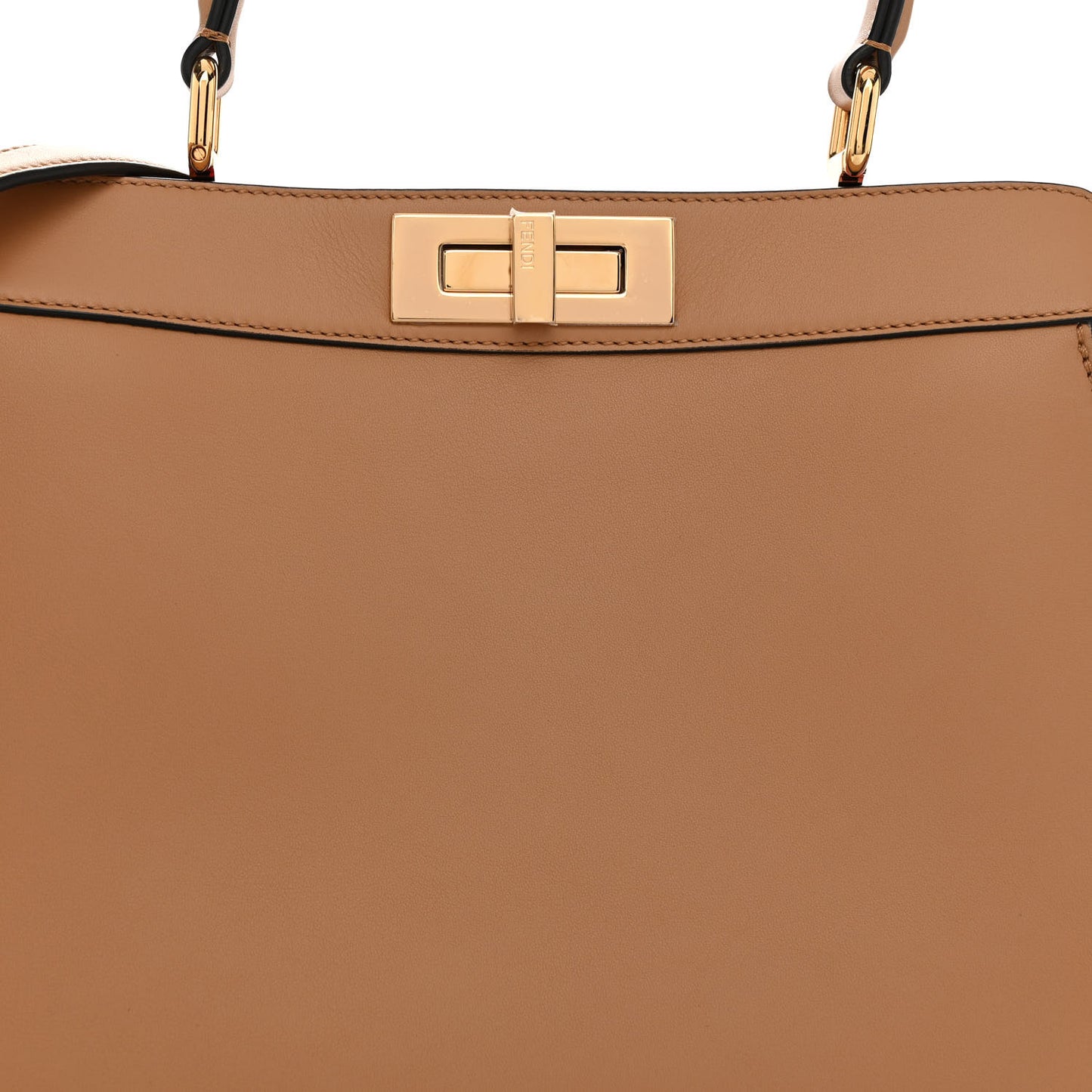 Vitello Seta Nappa FF Striped Embossed Medium Peekaboo I SEE U Satchel Miele Scuro Multicolor