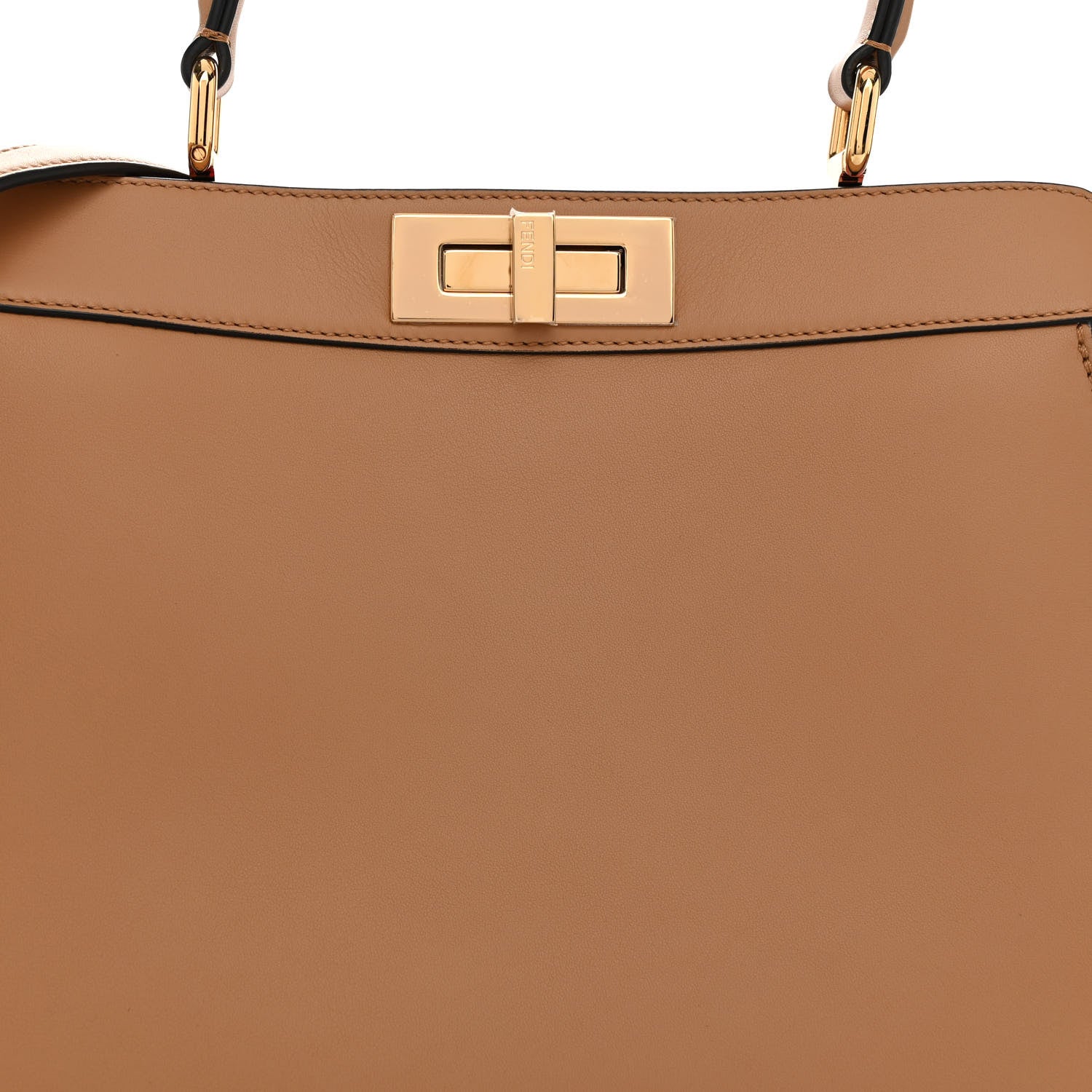 Fendi Vitello Seta Nappa FF Striped Embossed Medium Peekaboo I SEE U Satchel Miele Scuro Multicolor 8 of 10